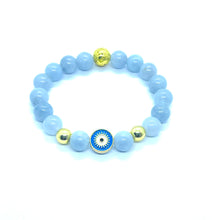 Load image into Gallery viewer, Aquamarine with evil eye