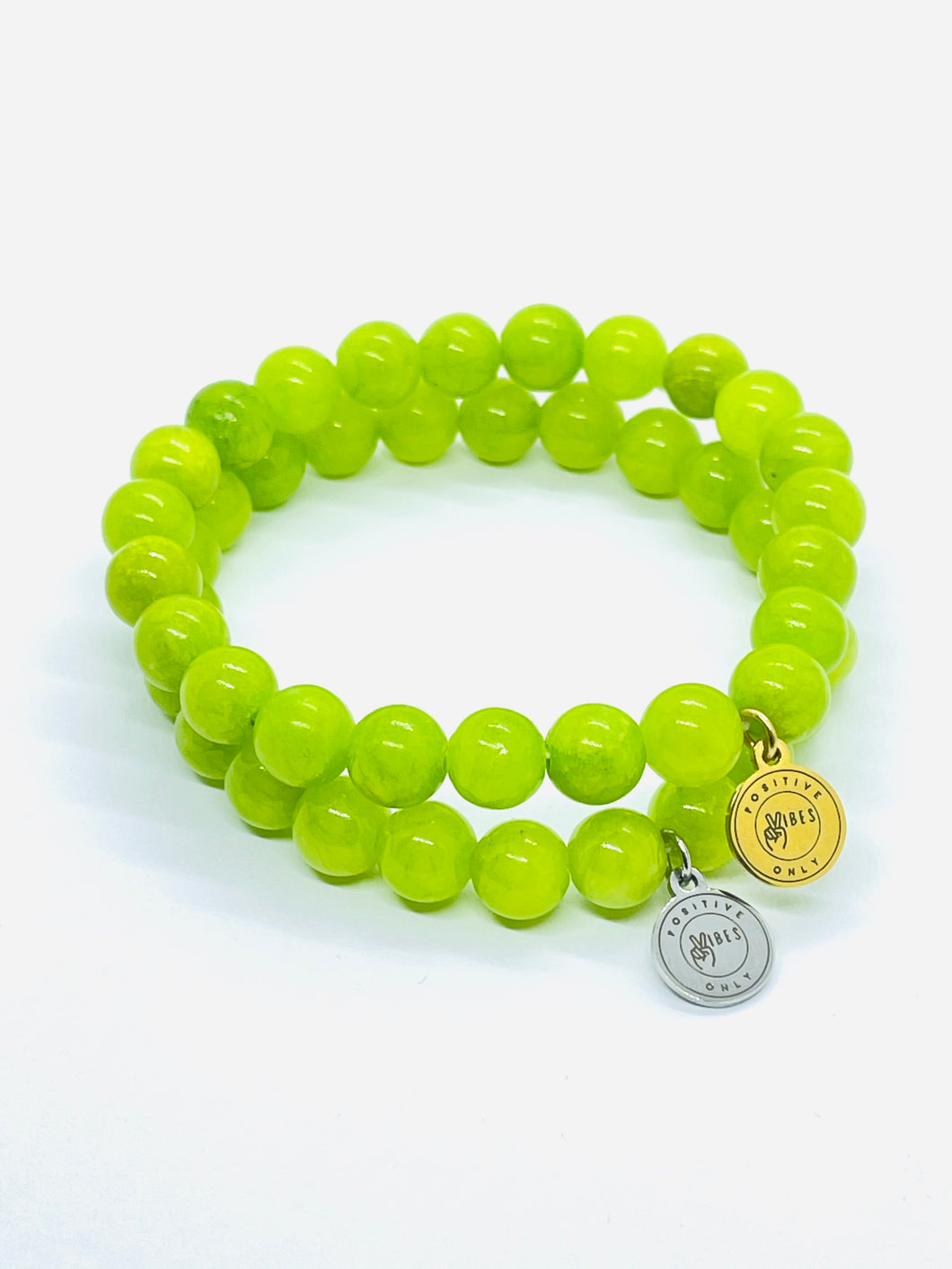 Green Apple Jade with positive vibe charm