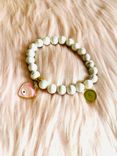Load image into Gallery viewer, White Howlite with Pink Heart evil eye
