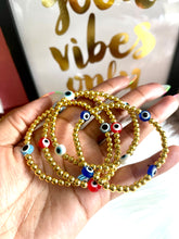 Load image into Gallery viewer, Evil Eye Gold Bead Bracelet
