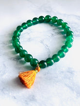 Load image into Gallery viewer, Dark green Jade with orange tassel
