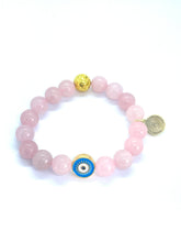 Load image into Gallery viewer, Rose quartz evil eye
