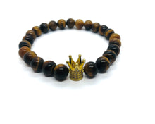 Load image into Gallery viewer, Tiger Eye&#39;s with Gold crown
